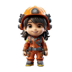3d firefighter isolated on isolated transparent background png. Generated with Ai