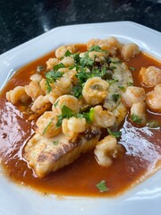 tilapia fish in rose sauce, tilapia, fried fish, cooking fish, brazilian dish, brazilian food brazilian restaurant, seafood, seafood restaurant, shrimp risotto, shrimp, shrimp dish, shrimp in sugo sau