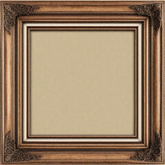 solid empty wooden frame with metal ornaments 