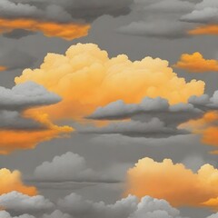 Grey yellow orange sky with clouds