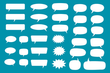 Set of speech bubbles. Speak bubble text, cartoon chatting box, message box. Blank empty white speech bubbles. - obrazy, fototapety, plakaty