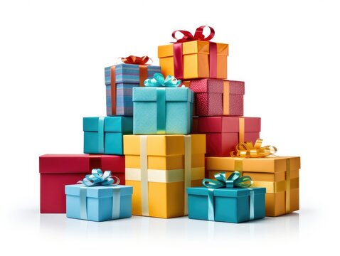 Isolated image of a pile of giftbox. Winter holiday concept.