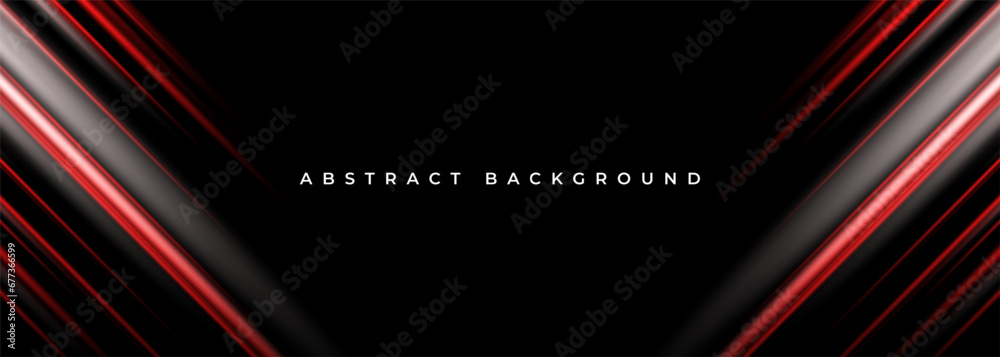 Aufkleber 3d modern black and red futuristic abstract geometric background. vector illustration wide banner wi