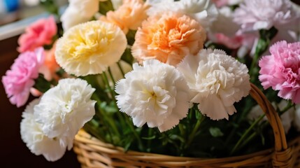 Naklejka na ściany i meble Beautiful Carnation Flowers. Marigold. Mother's Day. Valentine day concept with a copy space.