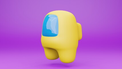 3D render Game Among Us. yellow body 