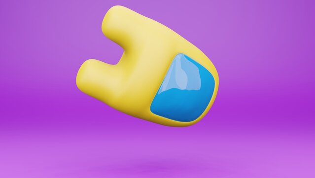 3D render Game Among Us. yellow body 