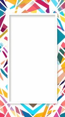 Obraz premium Eye-catching frame of vibrant geometric shapes with generous white space, an ideal template for graphic resources, invites, and creative designs.