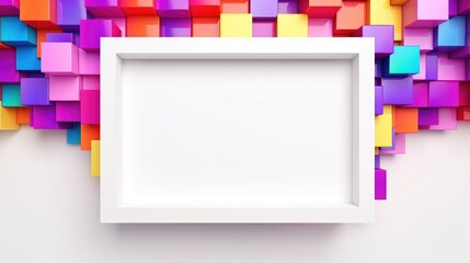 Eye-catching frame of vibrant geometric shapes with generous white space, an ideal template for graphic resources, invites, and creative designs.