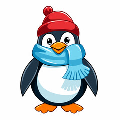 Winter Penguin Bundled Up for Christmas in North Pole