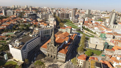Fototapeta na wymiar Church of Lapa. City of Porto, Portugal. Aerial Photography