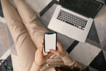 Woman using smartphone.  Payment.  Online shopping concept.  Social concept