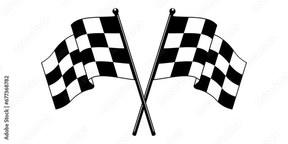 Poster formula 1 championship, isolated flags. checkered flags in a vector illustration of two flags that a