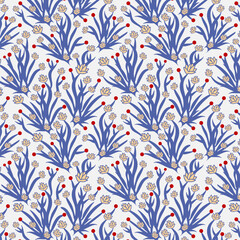 Blue Garden seamless vector pattern