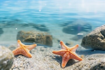 Fototapeta na wymiar Close-up view of star fish on tropical beach.