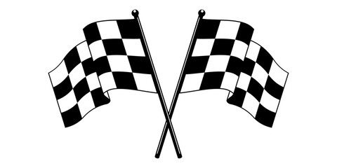Formula 1 Championship, isolated flags. Checkered  flags in a vector illustration of two flags that are used in sports races.
