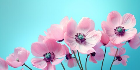 Floral Bliss amidst Turquoise, Generative AI