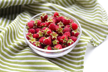 Fresh raspberry in glass bowl