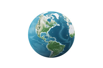 3d model of Earth isolated on transparent background. PNG file. Generative AI.