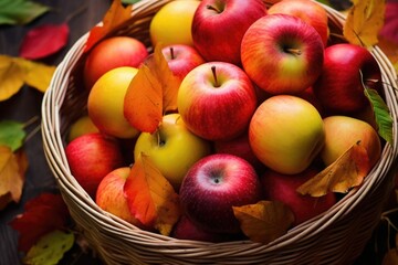 Naklejka na ściany i meble A collection of fresh Autumn harvest apple. Autumn seasonal concept.