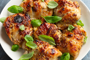 Baked Honey mustard chicken thighs with herbs