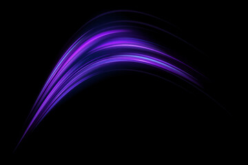 Lines in the shape of a comet against a dark background. Vortex streams of neon light. Magic of moving fast lines. Laser beams, horizontal light rays. Vector.