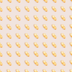 Crispy toast, delicious breakfast. Sample.Pattern of repeating pieces of crispy toast on a beige background
