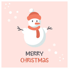 Merry Christmas greeting card with snowman
