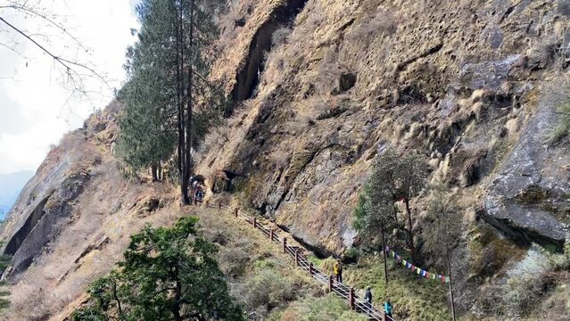 Trekking to Tiger Nest Temple in Paro, Bhutan.