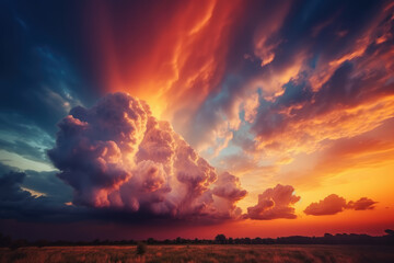beautiful sunset fire cloud scenery
