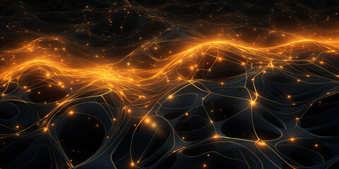 Neon Waves: Futuristic Abstract Surface with Electric Neural Patterns