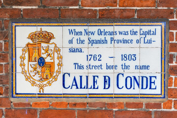 .old street name Calle de Condo painted on tiles in the French quarter in New Orleans