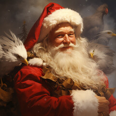 Happy Santa Claus Merry Christmas Old Man Santa Clause with Smiling Face 