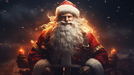 Happy Santa Claus Merry Christmas Old Man Santa Clause with Smiling Face 