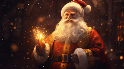 Happy Santa Claus Merry Christmas Old Man Santa Clause with Smiling Face 