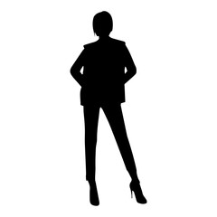 Vector illustration. Silhouette of a slender woman on a white background. Businesswoman.