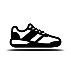 Sneakers icon. Black silhouette of sneakers on a white background. Vector illustration