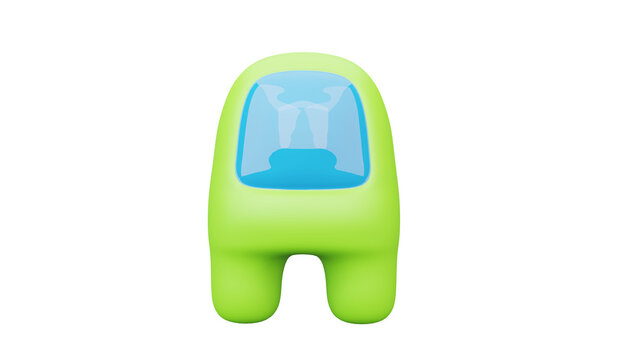 3D render Game Among Us. green body 