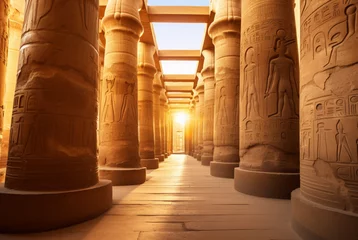 Fotobehang Egyptian temple with pillars and a clear sky © alex
