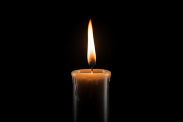 A candle lit against a black background, in the style of outlandish energy