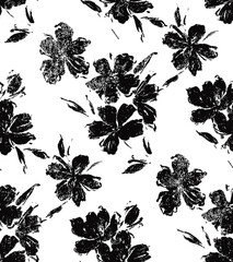 Fototapeta premium black and white seamless floral pattern