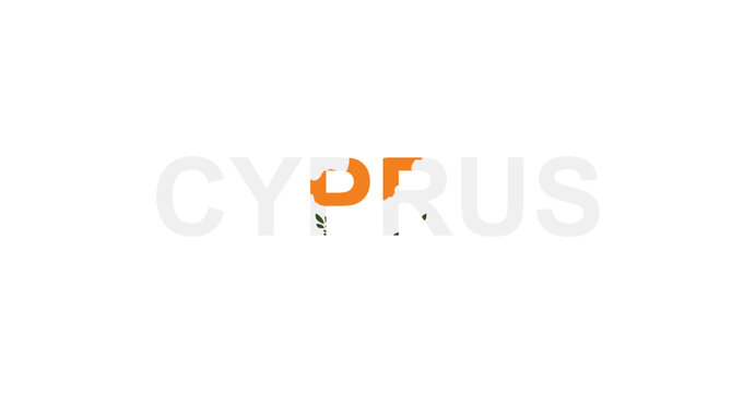 Letters Cyprus in the style of the country flag. Cyprus word in national flag style.