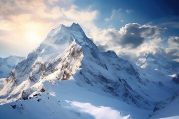 Obraz premium Capturing the Breathtaking Winter Wonderland on Mountain Peaks
