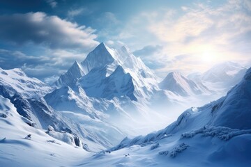 Fototapeta premium Capturing the Breathtaking Winter Wonderland on Mountain Peaks