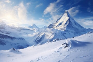 Fototapeta premium Capturing the Breathtaking Winter Wonderland on Mountain Peaks