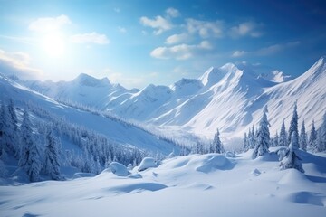 Fototapeta premium Capturing the Breathtaking Winter Wonderland on Mountain Peaks