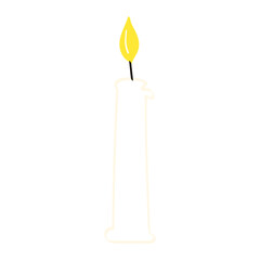 burning candle isolated on white background
