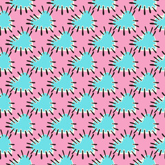 Valentines Day pattern with ugly funky hearts. Groovy cute love characters