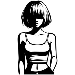 Fashion Woman Sketch Drawing.