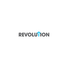 Revolution typography name logo design, reserve, abstract, building, consulting, rounded, compass, minimal, circle, line, revolution, text, aero, paint, art house, home, vector editable
