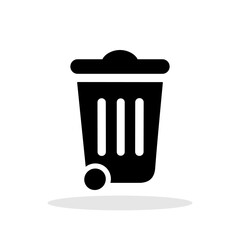 Trash bin icon. Black and white trash bin sign. Vector illustration